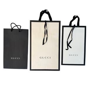 Lot of 3 Gucci Shopping Bags – Large & Medium Sizes with Ribbon Handles